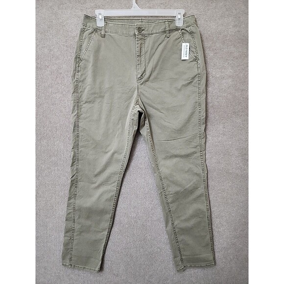 Old Navy OG Straight Chino Pants Womens 14 Green Cotton Stretch NEW - Picture 1 of 8